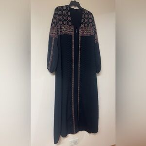 Abaya Islamic Wear Size XXL Black Beaded Embroidered Long Sleeve Maxi Dress